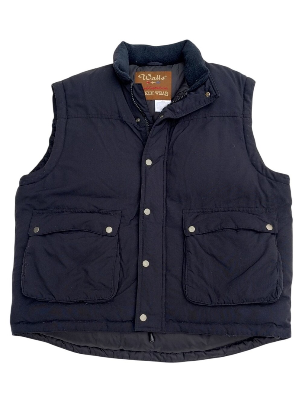 Vintage Walls Ranch Wear Down Vest Black Men's Size Large Cowboy Jacket Farm